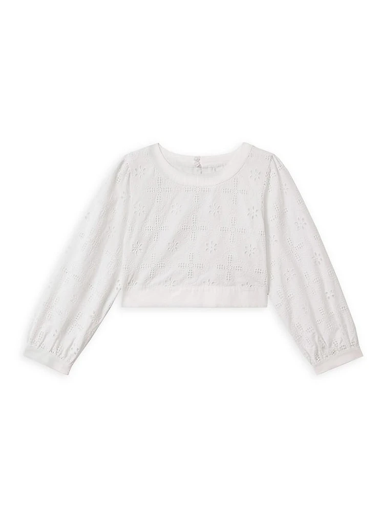 Little Girl's & Nella Jr. Eyelet Crop Top