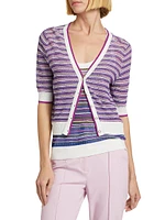 Varia Striped Linen-Blend Knit Cardigan