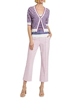 Varia Striped Linen-Blend Knit Cardigan