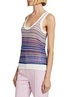 Nabella Striped Knit Scoopneck Tank Top