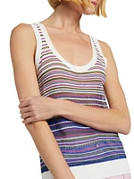 Nabella Striped Knit Scoopneck Tank Top