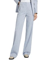 Jude Stretch Cotton High-Waist Straight-Leg Pants