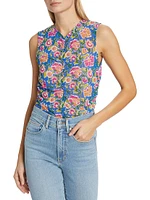 Tazmin Ruched Floral Mesh Top