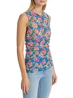 Tazmin Ruched Floral Mesh Top