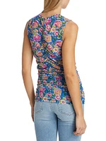 Tazmin Ruched Floral Mesh Top