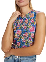 Tazmin Ruched Floral Mesh Top