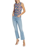 Tazmin Ruched Floral Mesh Top