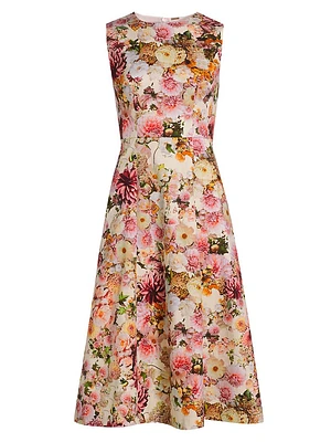 Eloise Floral Cotton-Blend Midi-Dress