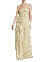 Estelle Strapless Floral Silk Gown