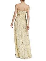 Estelle Strapless Floral Silk Gown