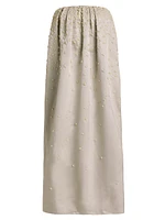 Brynn Strapless Beaded Silk Midi-Dress