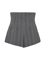 Pinstripe Wool Shorts