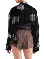 Printed Poplin Shirt With Fringe