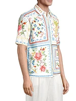 Tropical Cross Stitch Embroidered Shirt