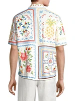 Tropical Cross Stitch Embroidered Shirt