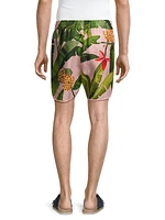 Banana Leaves Linen-Blend Shorts