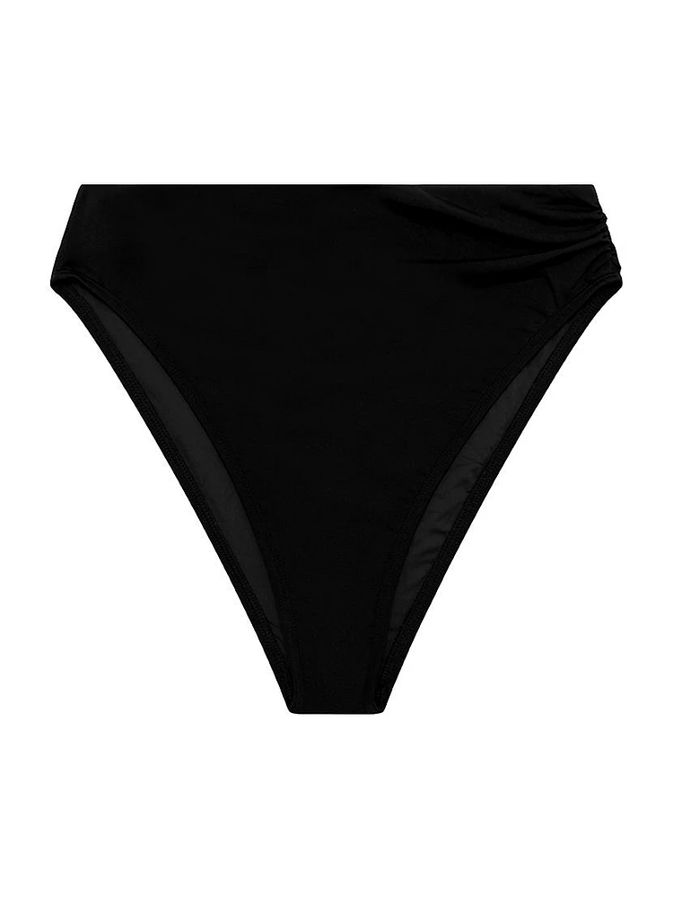 Ruched High-Waist Bikini Bottom