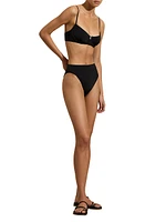 Ruched High-Waist Bikini Bottom