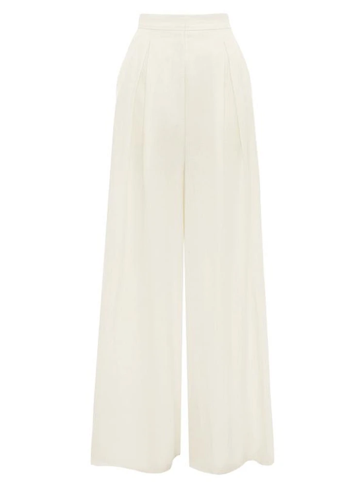 Pleated Linen Wide-Leg Pants