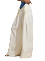 Pleated Linen Wide-Leg Pants