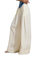 Pleated Linen Wide-Leg Pants