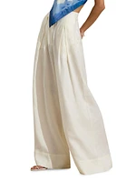 Pleated Linen Wide-Leg Pants