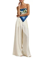 Pleated Linen Wide-Leg Pants