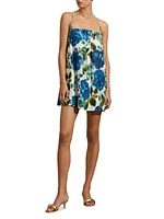 Draped Floral Strapless Minidress