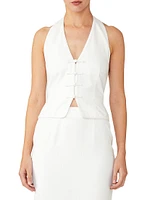 Drea Cotton-Linen Tailored Halter Vest