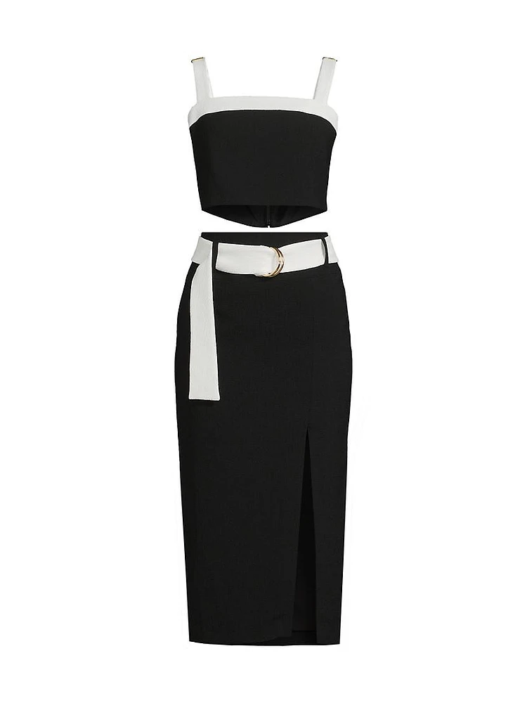 Katriona Belted 2-Piece Skirt Set