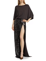 Sequined Floor-Length Skirt