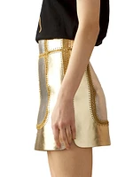 Vegan Metallic Leather Patchwork Miniskirt