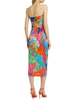 Tie-Dye Strapless Tube Midi-Dress