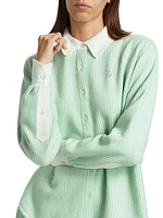 Oxford Striped Cashmere-Blend Sweater