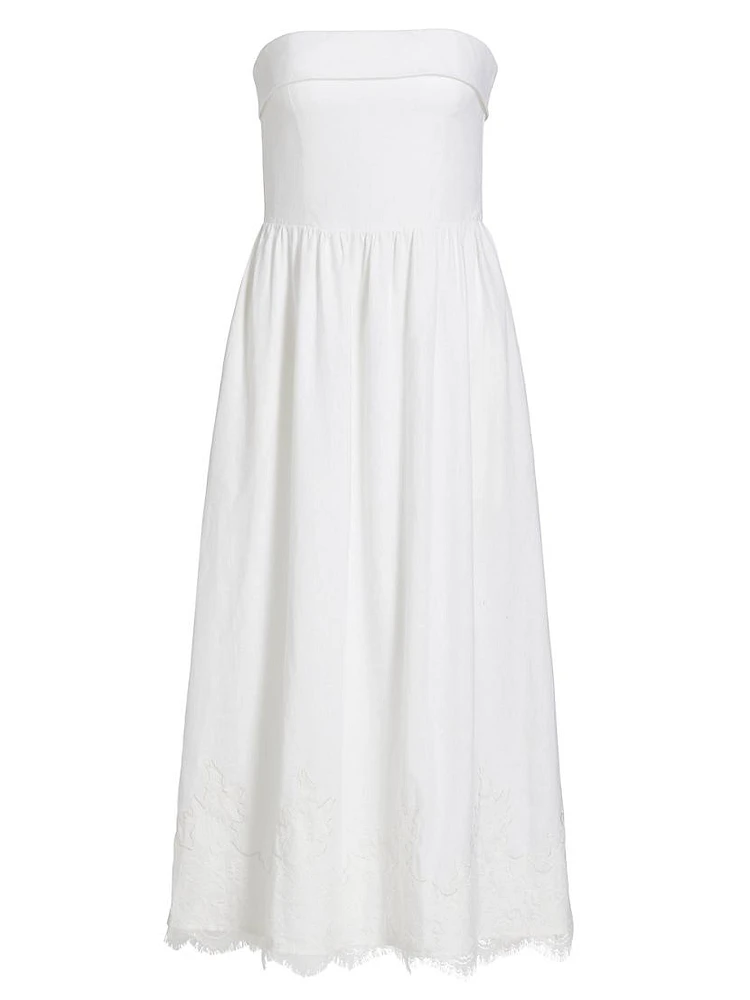 Amalia Linen-Blend Strapless Midi-Dress