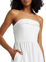 Amalia Linen-Blend Strapless Midi-Dress