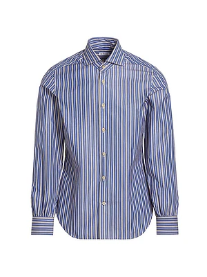 Striped Cotton Button-Front Shirt