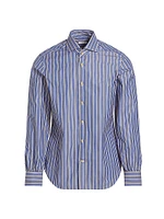 Striped Cotton Button-Front Shirt