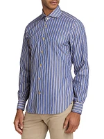 Striped Cotton Button-Front Shirt