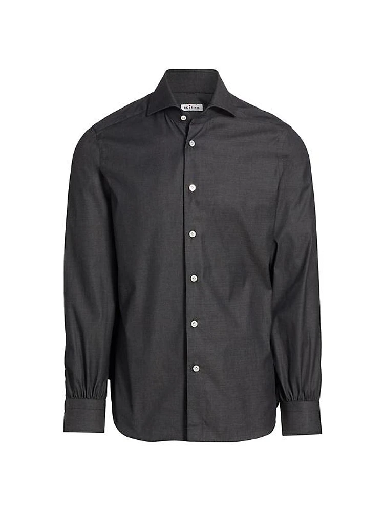 Stretch-Cotton Button-Front Shirt