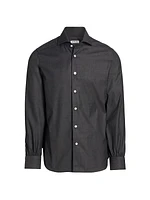 Stretch-Cotton Button-Front Shirt