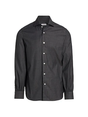 Stretch-Cotton Button-Front Shirt