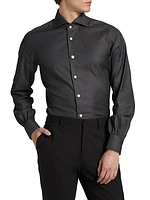 Stretch-Cotton Button-Front Shirt