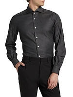 Stretch-Cotton Button-Front Shirt