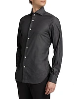 Stretch-Cotton Button-Front Shirt