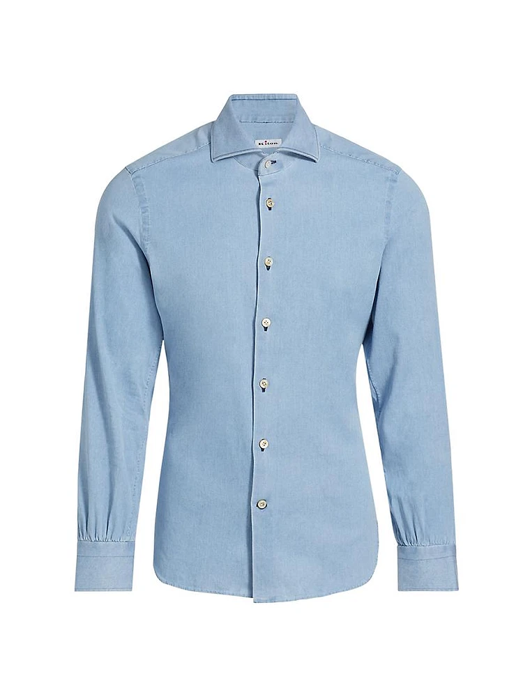 Cotton Chambray Button-Front Shirt