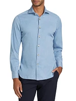 Cotton Chambray Button-Front Shirt