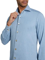 Cotton Chambray Button-Front Shirt