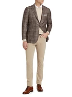 Wool-Cashmere Plaid Single-Breasted Sports Jacket