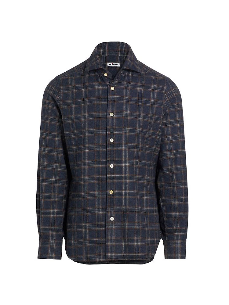 Plaid Cotton Button-Front Shirt